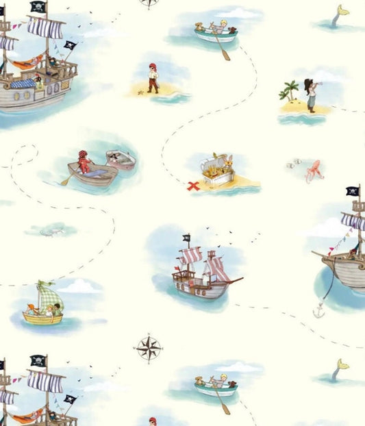 Belle & Boo Pirate Fabric, wide 1/2 yd cut