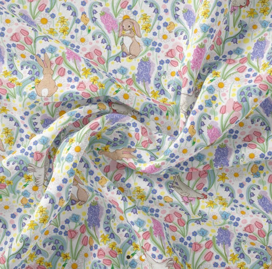 Belle & Boo Spring Chicken Poplin; 1/2 yd cut